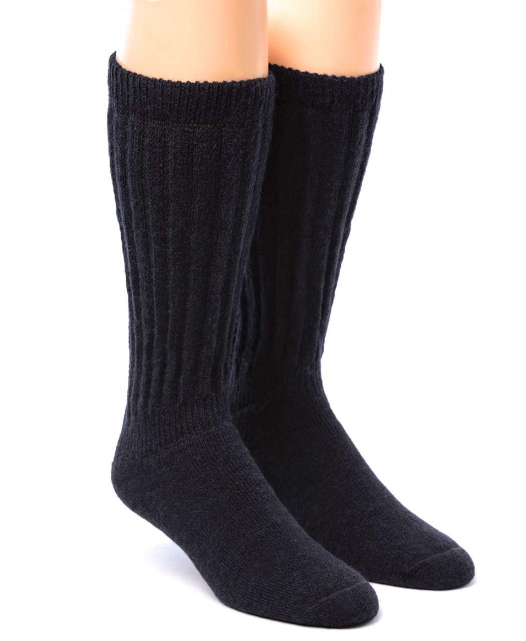 WARRIOR ALPACA SOCKS - Regular Weight - Therapeutic | Diabetic - Loose | Extra Wide Top - Unisex, Black, Medium