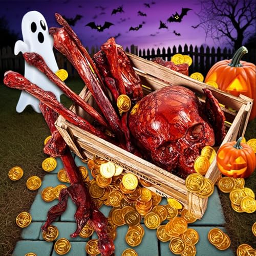 Kit de crâne et squelette Halloween pour porche, carnaval et maison hantée - 4