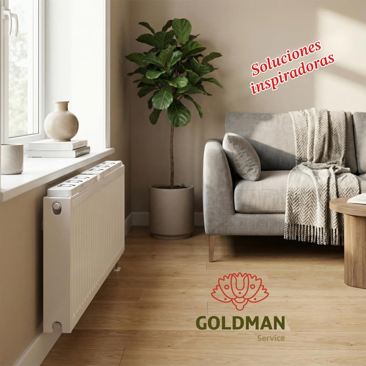 GOLDMAN SERVICE | Ventilador de Radiador Inteligente – Set Doble | Termostato Automático, Silencioso, Bajo Consumo 3.6W | Distribución de Calor Rápida para Radiador de Calefacción