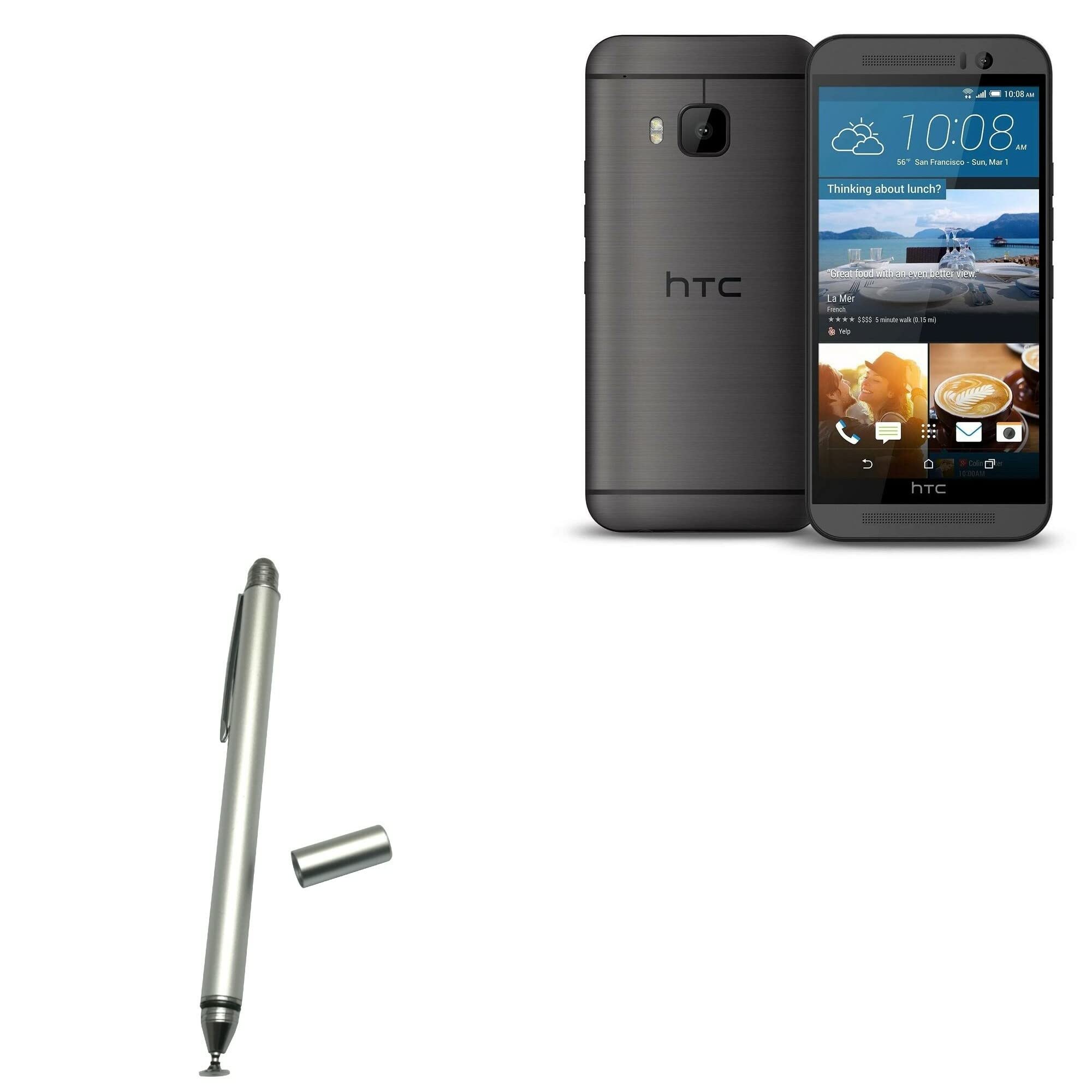 BoxWave Stylus Pen Compatible with HTC One (M9s) - DualTip Capacitive Stylus, Fiber Tip Disc Tip Capacitive Stylus Pen for HTC One (M9s) - Metallic Silver
