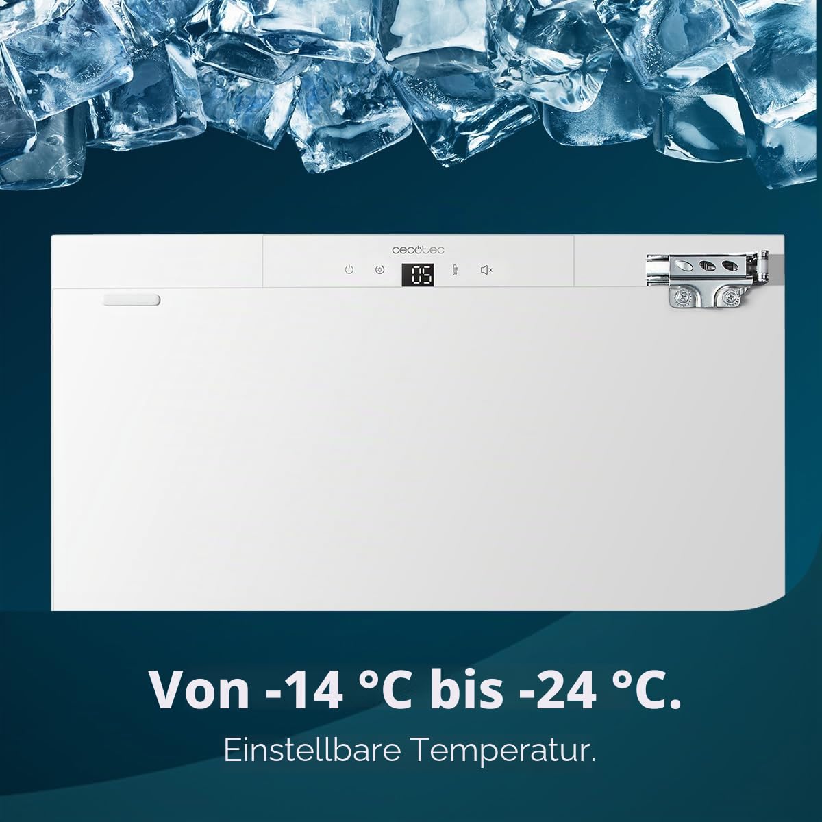 Cecotec Bolero Coolmarket TF BI 101 White E. Integrierbarer Mini-Gefrierschrank, 101 l, Display Touch und Fast Freezing, umkehrbare Tür, einstellbare Temperatur -14 °C bis -24 °C,