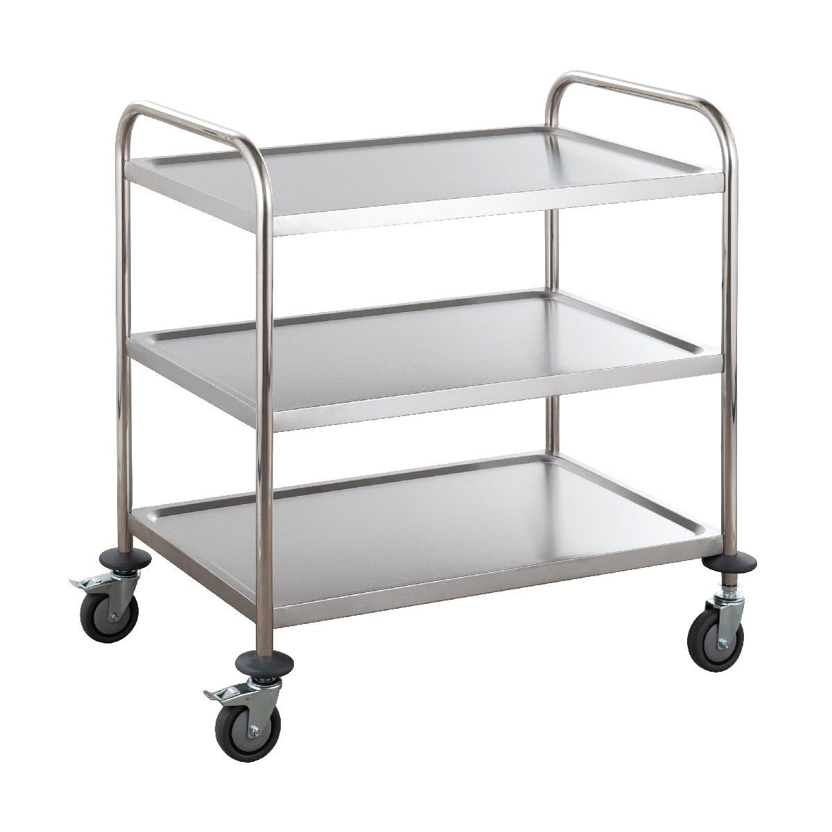 GastroHero Servierwagen Edelstahl 86x54 cm Transportwagen 3 Etagen Gastro Abräumwagen Küchenwagen Gastronomie