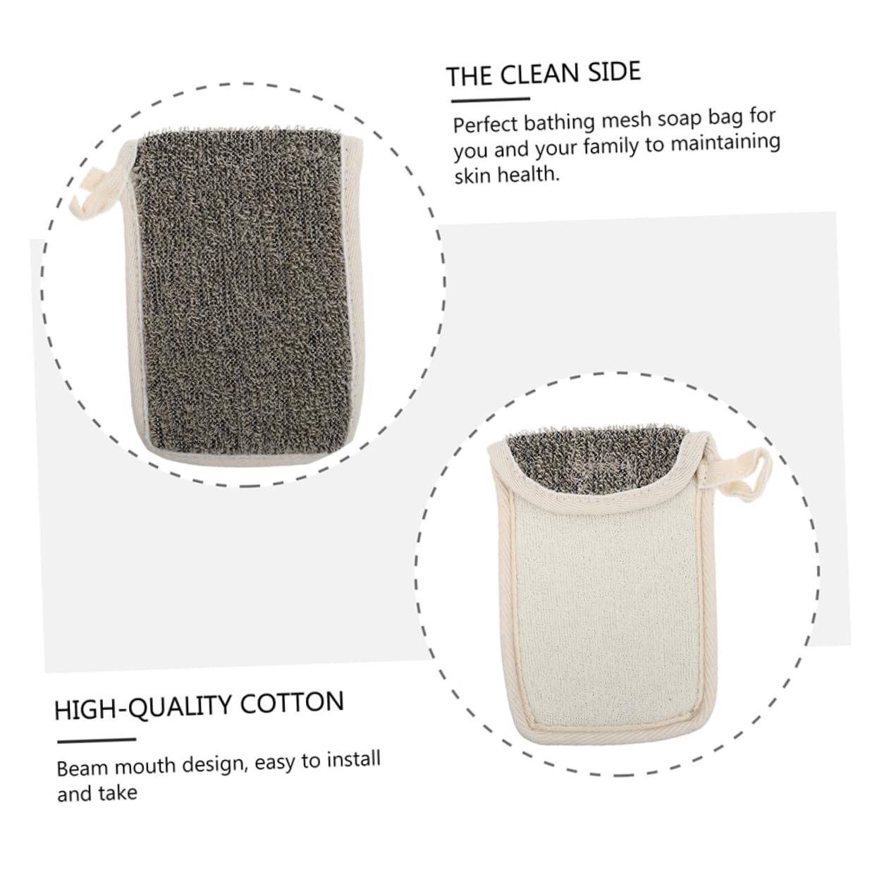 2Pcs Linen Soap Storage Pouch with Net Structure for Lather