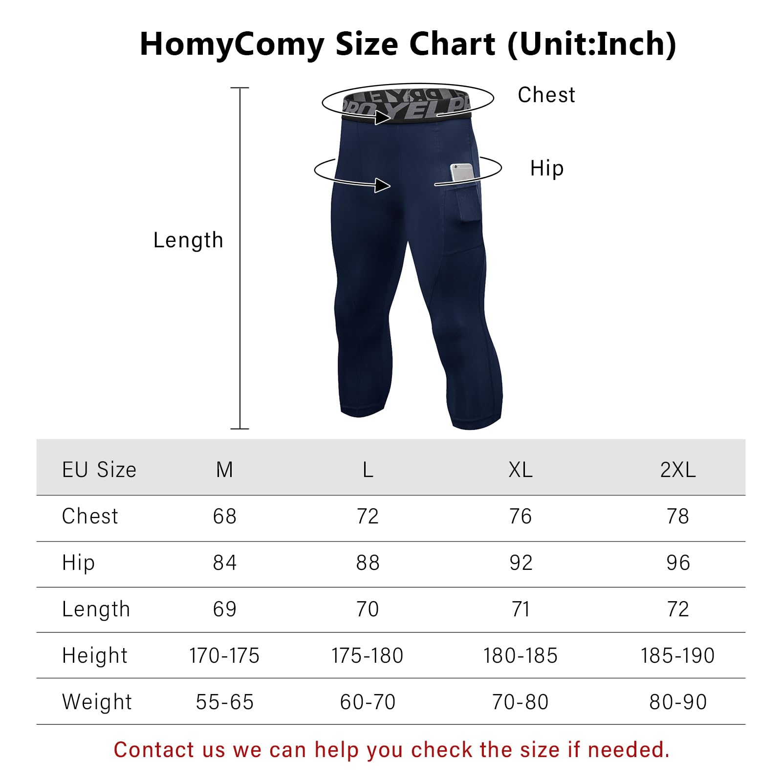 HomyComy Legging Homme,Running Pantalon Sport Collant Séchage Rapide Baselayer Long Tight pour Gym Jogging Cyclisme