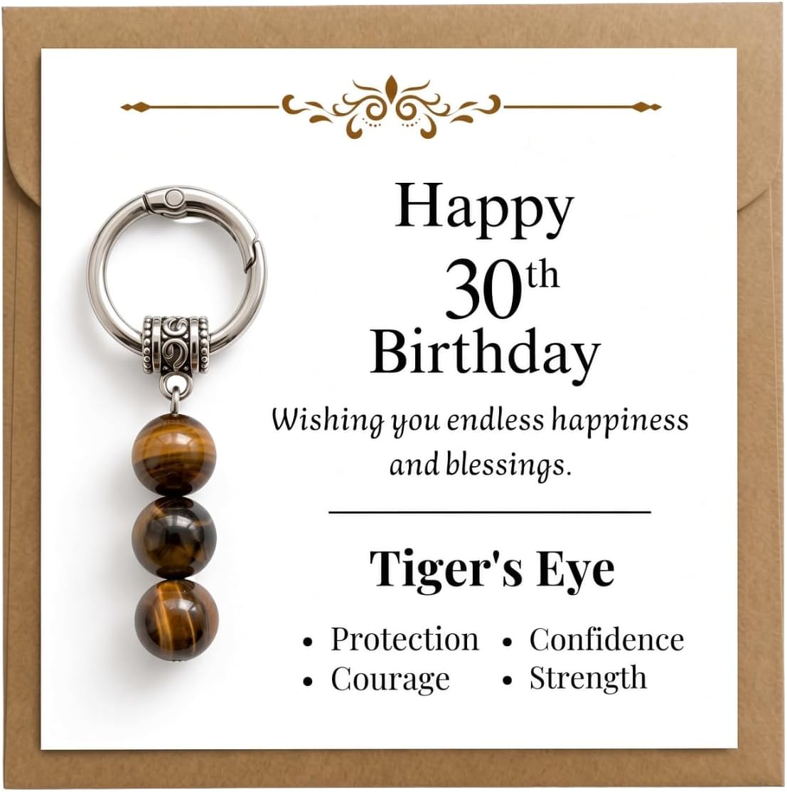 30th Birthday Gifts Handmade Keychain with Happy 30th Birthday Card
