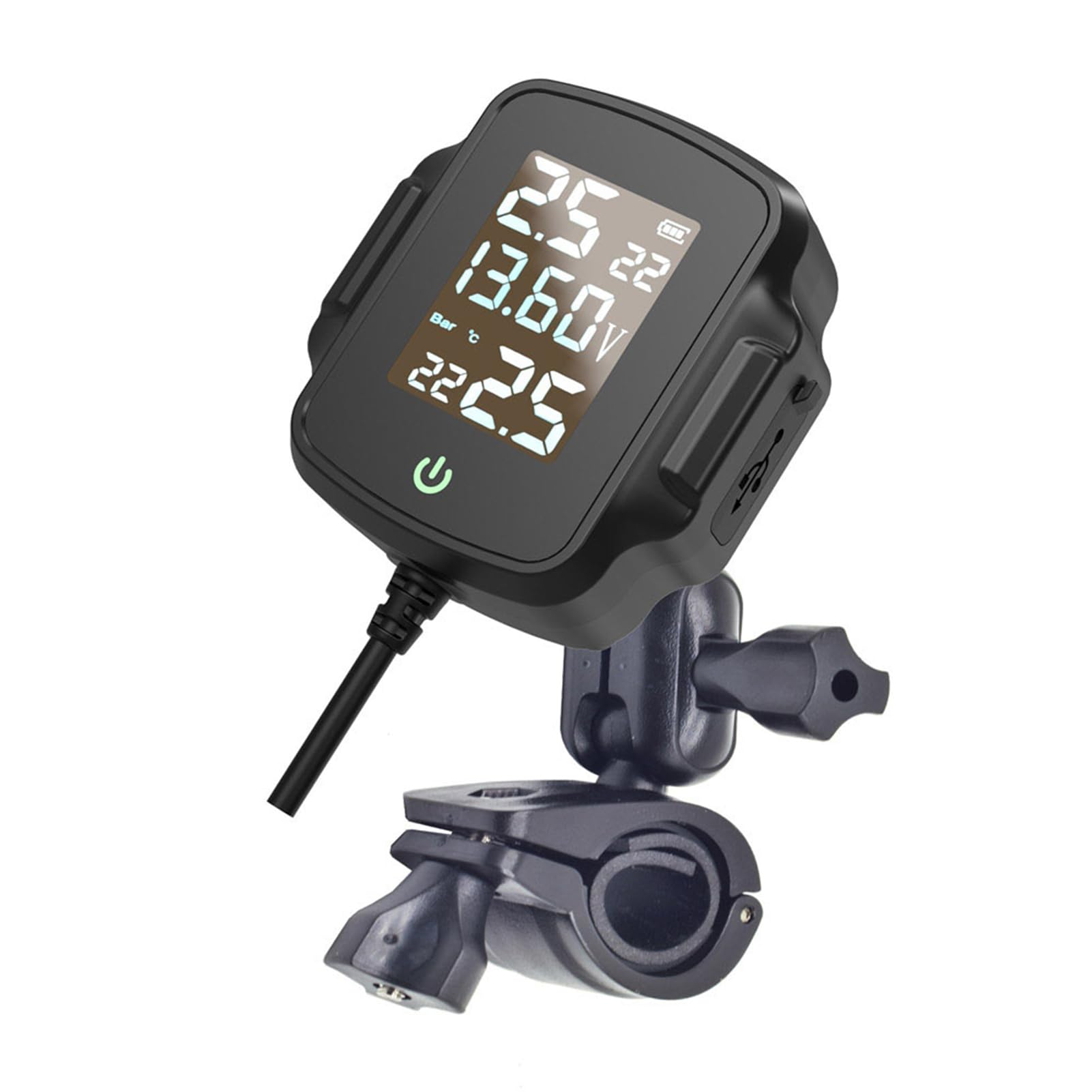 HUIOP Rilevatore di Pressione dei Pneumatici,Rilevatore di Pressione dei Pneumatici Sistema di monitoraggio del monitoraggio della Pressione dei Pneumatici per Moto con 2 sensori Esterni Impermeabili