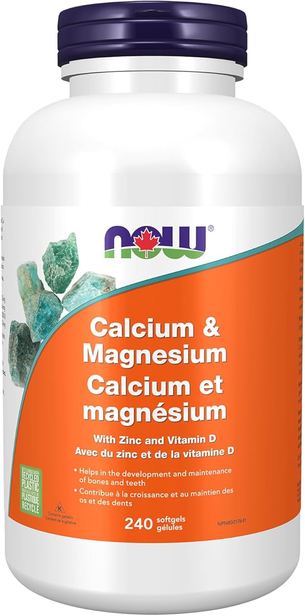 NOW Supplements, Calcium & Magnesium with Vitamin D-3 and Zinc, Supports Bone Health*, 240 Softgels