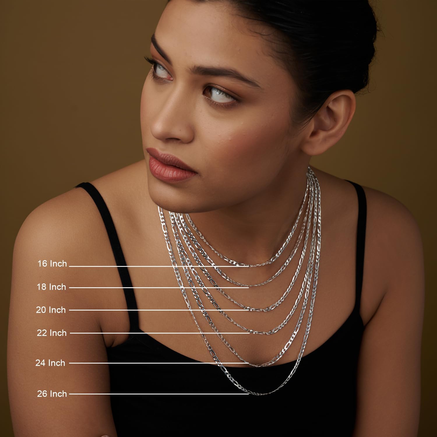 LeCalla Italian 925 Sterling Silver, 18K Gold Plated & Rhodium Plated 3.5MM Solid Diamond-Cut Figaro Link Chain Necklace for Women Men (16, 18, 20, 22, 24, 26 Inches), Made in Italy - Image 4