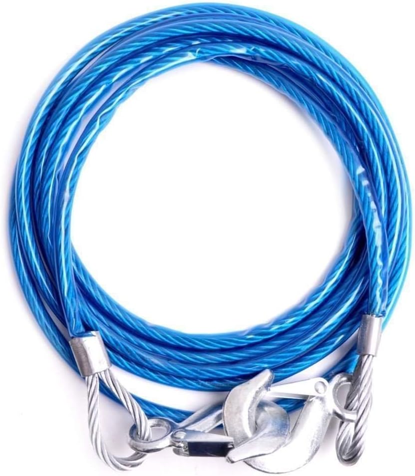 Mammoth Car Heavy Duty Tow Rope Wire With Self Locking Hook - 5 Ton Capacity Emergency Cable for Truck Off Road Auto (10mm x 4m)