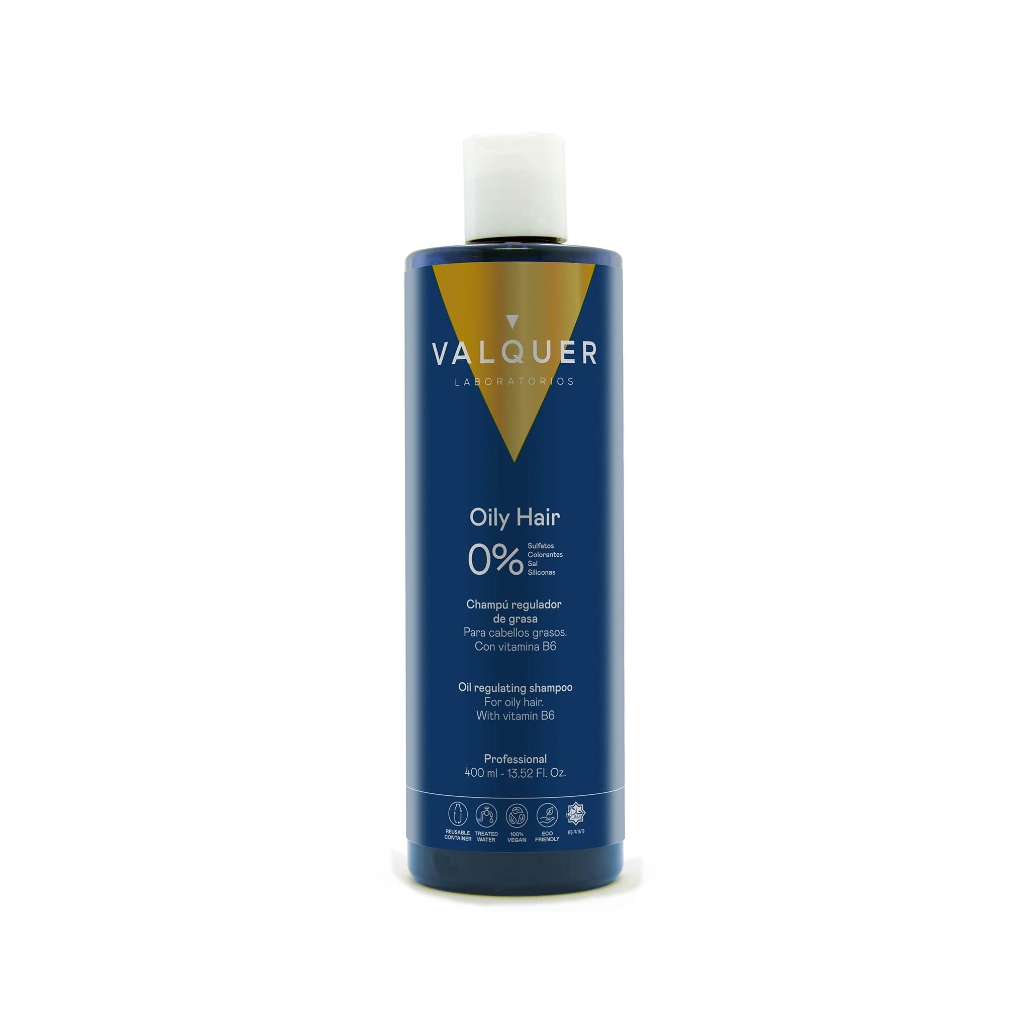 VALQUER Sebum-Regulating Shampoo Zero Formula | Deep Cleansing for Oily Hair | Balances Scalp & Strengthens Hair with Natural Ingredients and Vitamins | Sulfate-Free | Vegan | 400 ml