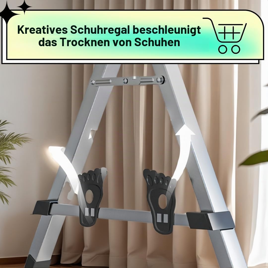 5-Stangen Klappbarer Wäscheständer aus Edelstahl - Höhenverstellbar (150-240cm) mit Rollen & Schuhhaltern für Innen/Außen