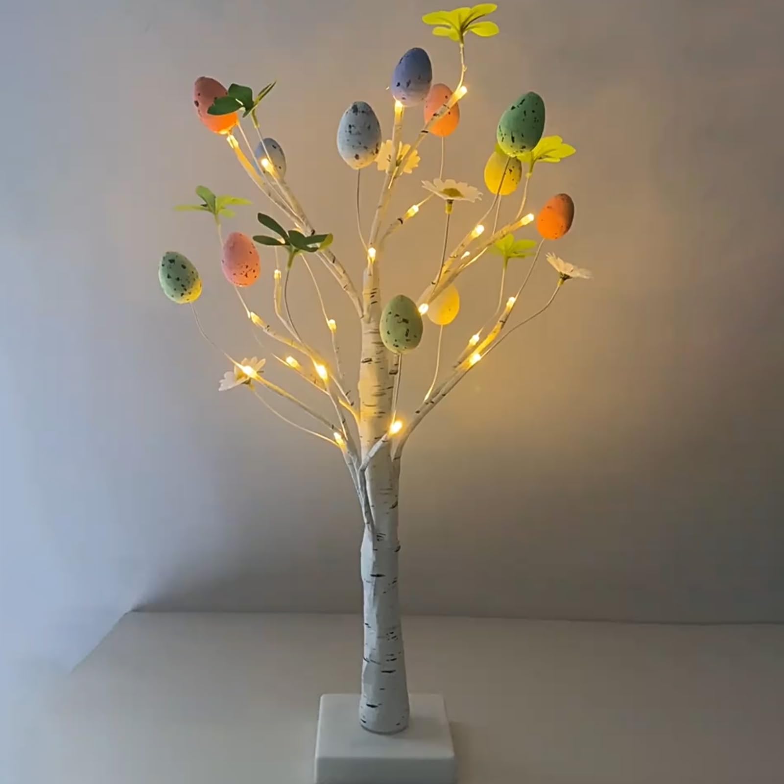 Paasei boom | met LED-licht bureauornament | 59,6 cm