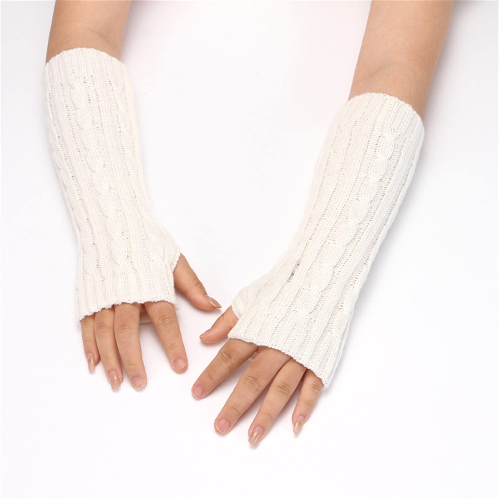 liangp Fingerlose Strickt Handschuhe Handschuhe Winterhandschuhe Armstulpen Dehnbare Strickhandschuhe Winter Warm Arme Mädchen Kawaii Länge Fashion