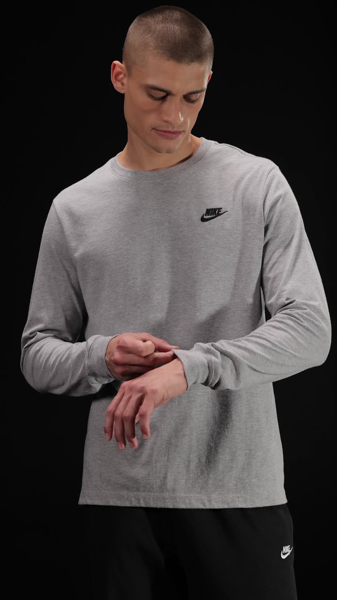 nike air ribbed high neck grey long sleeve top