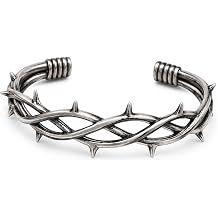 ASIJUNTYECHO Jesus Crown of Thorns Bracelet, Twisted Thorn Bracelet, Gothic Jewelry, Stainless Steel Barbed Wire Cuff for Party Daily Dating Halloween Costume