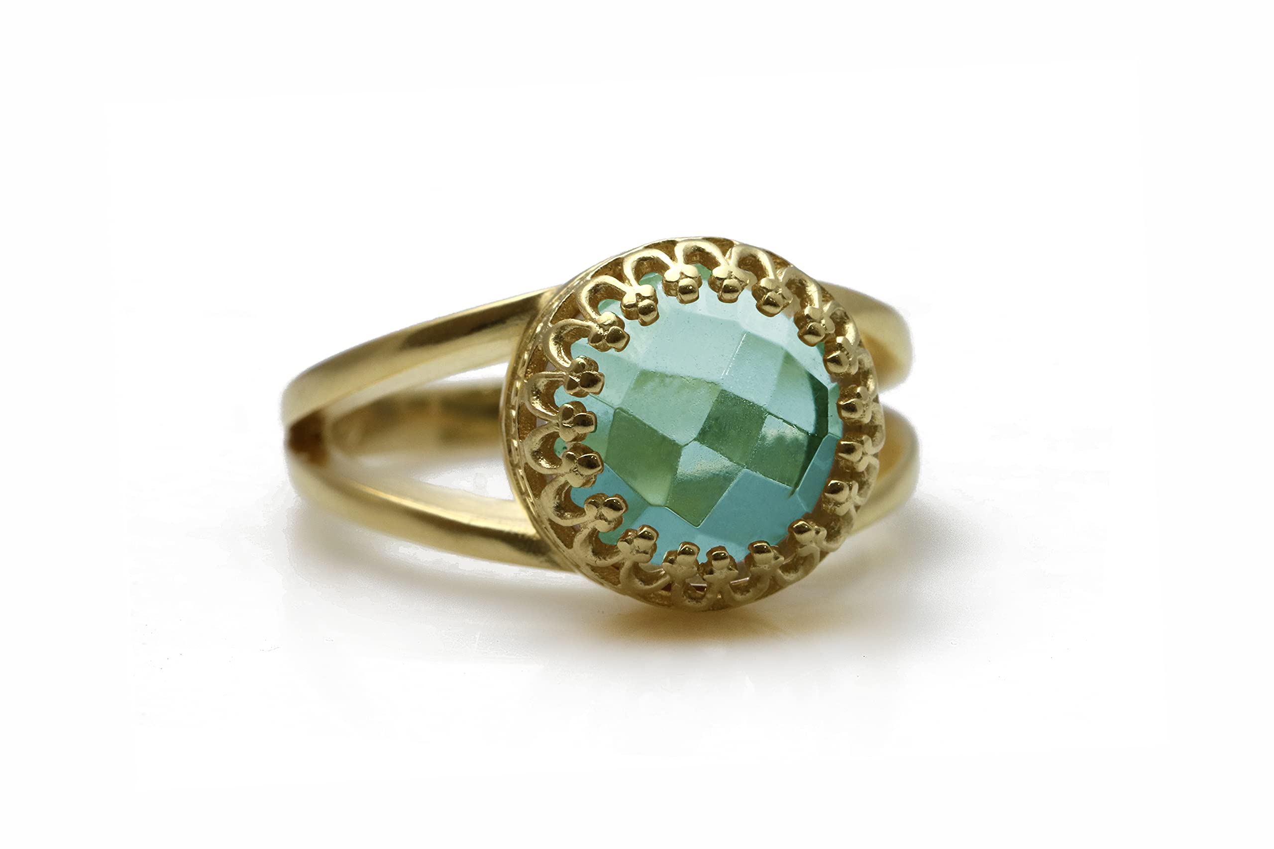 Personalizzati Naturale Pietra di Nascita Topazio Blu Anello di 14k Oro Riempito - Elegante Artigianato Unico Donna Gemme Anelli - Gioielli per Donne - Scegliere Dimensione Anello - con Scatola Regalo