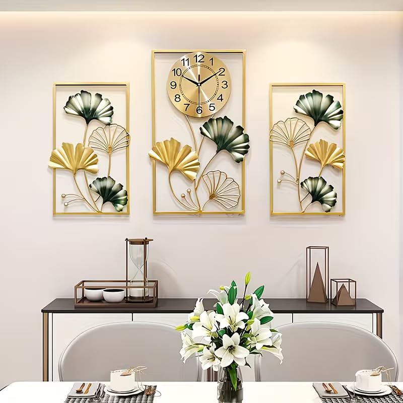 Image of Metal Wall Clock Metal Clock for Bedroom Stylish Wall Clock for Wall Decoration Big Antique Wall Clock (Design 5)