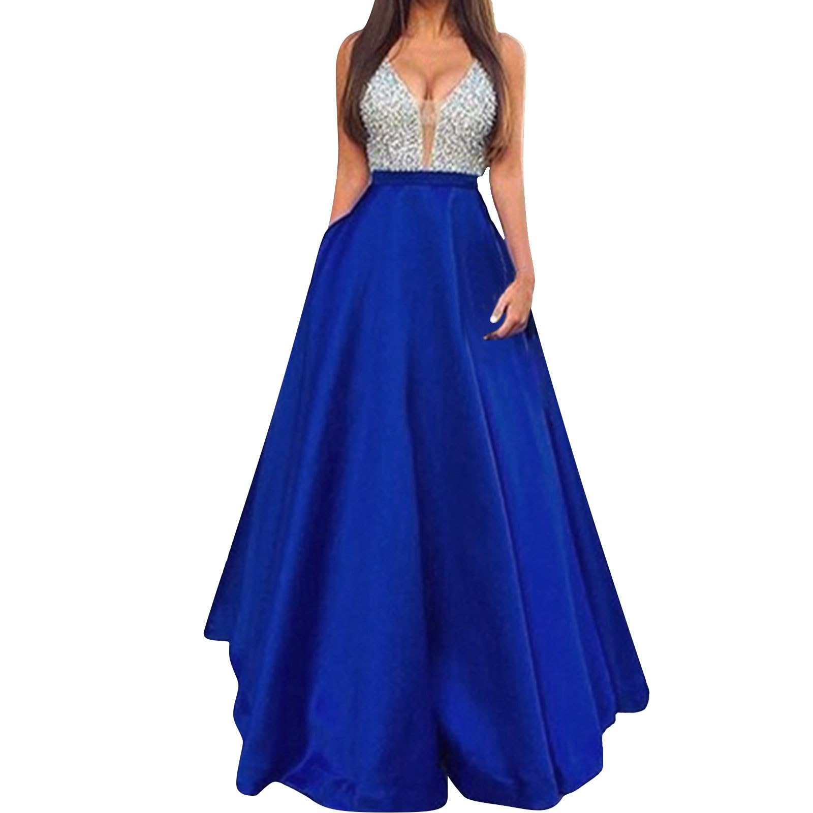 OCCOKO Vestido de Novia sin Mangas con Cuello en V para Mujer Elegante Fiesta de Noche Vestidos Largos Ajustados Vestido Mujer Ceremonia