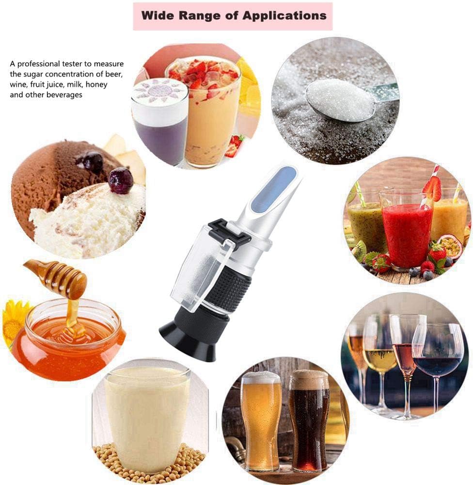 Brix Meter, Sugar Testing Kit, Professional 090 Brix Refractometer