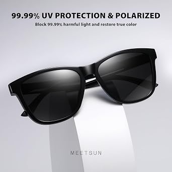 MEETSUN Polarized Sunglasses for Women Men Trendy Retro Square Shades | UV400 Protection Sun Glasses Ideal for Safe Commute Driving,Summer Beach Vacations,Street Style,Running