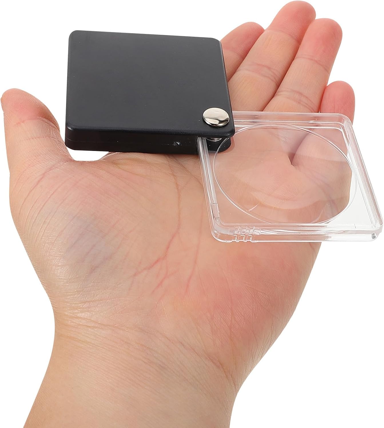 SUPVOX 2pcs Foldable Square Pocket Magnifiers Small Handheld Jewelry Repair Loupes Multi-Function Mini Metal Magnifying Glasses for Jewelry Identification and Exploration