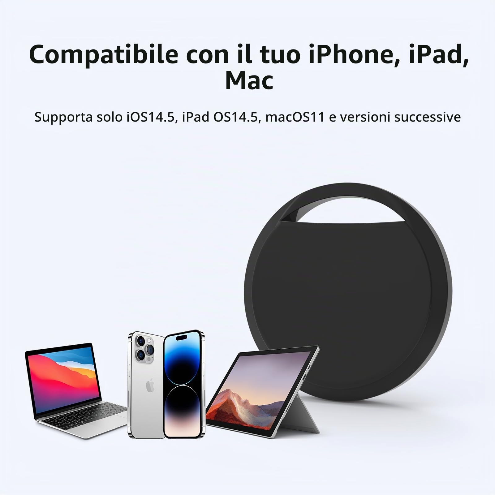 RSH Air Tag 4 Pezzi, Smart Tracker Localizzatore Funziona con Apple Dov'è App (solo iOS, NON per Android), Bluetooth Trova Oggetti per Chiavi/Bagagli/Valigie/Portafogli, Batteria Sostituibile