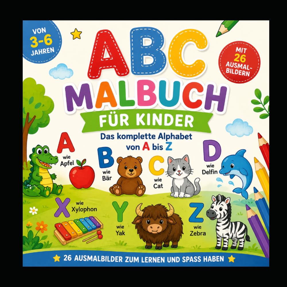 Mein erstes ABC-Malbuch: 26 liebevoll gestaltete Ausmalbilder zum Buchstabenlernen von A bis Z