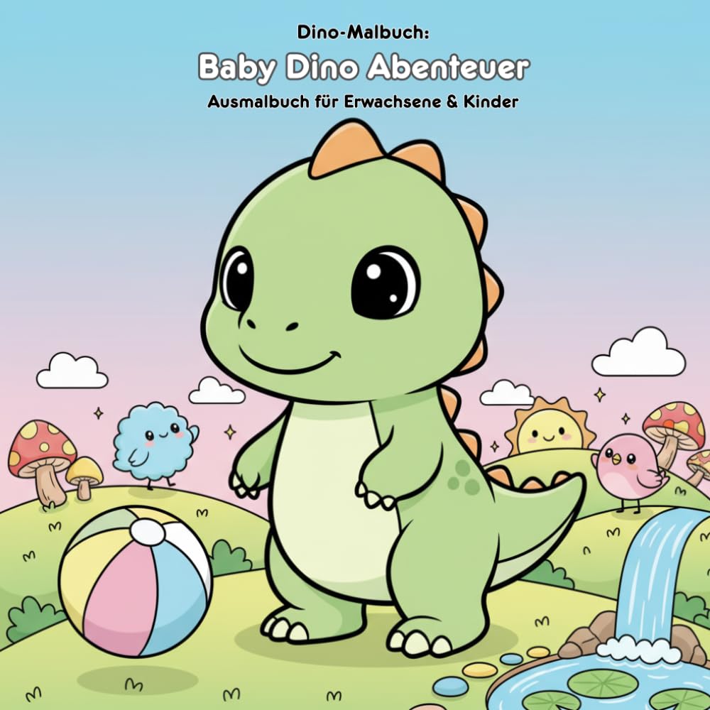 Baby Dino Abenteuer: Geschichte & Malbuch für Kinder: Für Kinder & Erwachsene: 36 Ausmalbilder (21.59 x 21.59 cm) – Süße Dino-Geschichte & Große Motive für kleine Künstler