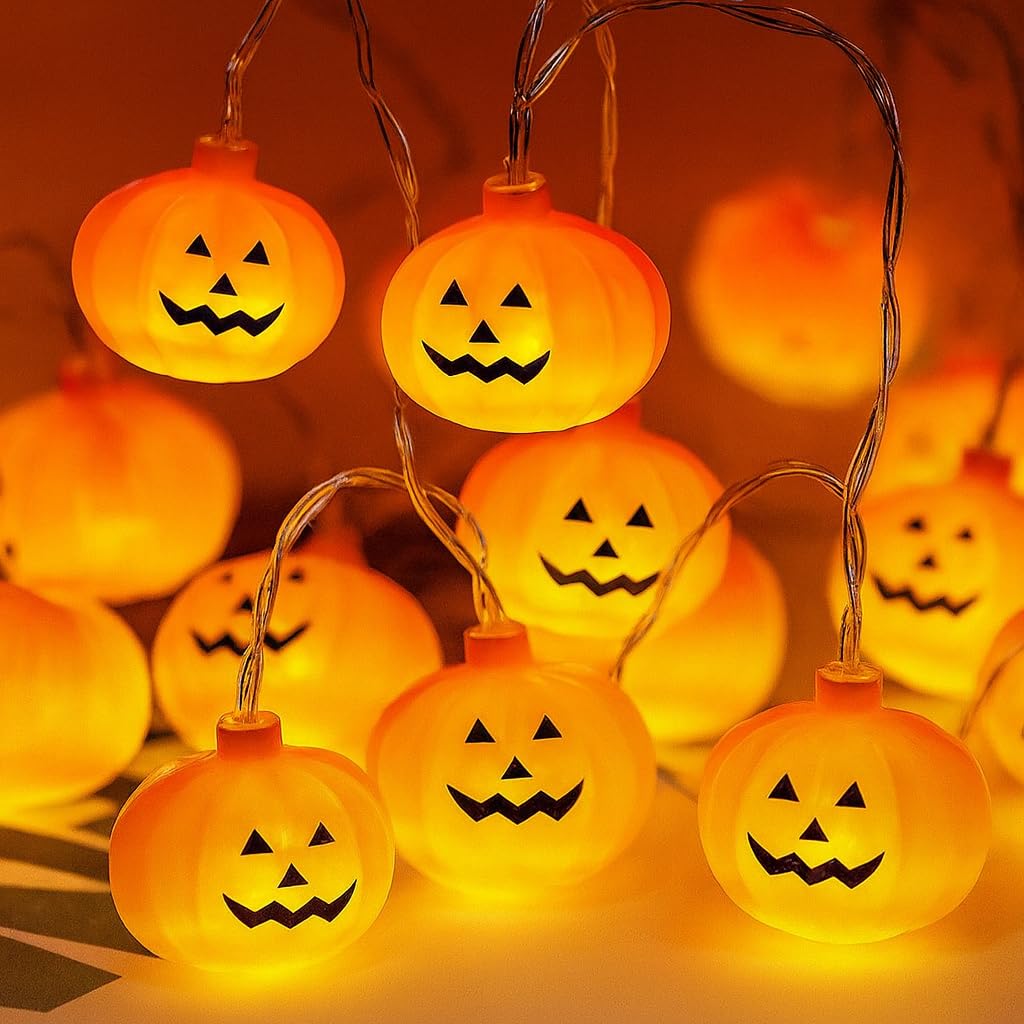 Trio Di Zucca Gonfiabile Per Halloween Con Luci LED Integrate - Decorazione Da Esterno Alta 1,1m Con Soffiatore - Addobbo Spettrale Per Giardino, Cortile E Festa