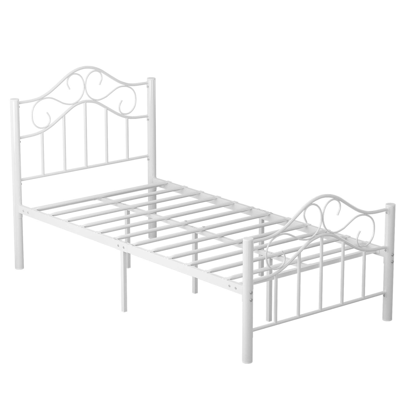 mecor Twin Curved Metal Bed Frame / Mattress Foundation/Platform Bed