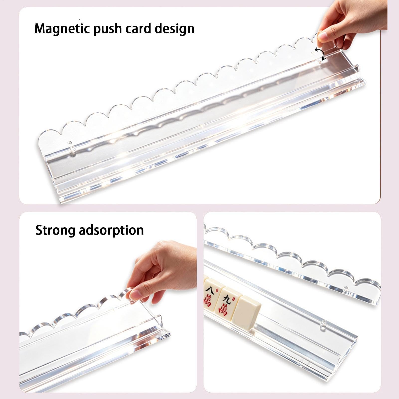 Porta Tessere Mahjong Supporto Magnetico Trasparente Portatile | Porta Tessere Per Mahjong Americano Da 50 cm Per Adulti Donne Uomini Giocatori Feste Serate Viaggi Casa Club