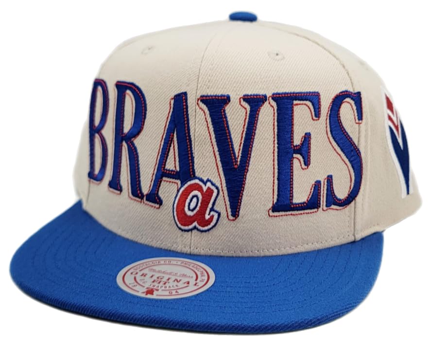 Mitchell & Ness Atlanta Braves Gorra Snapback Azul Crema miniatura 2