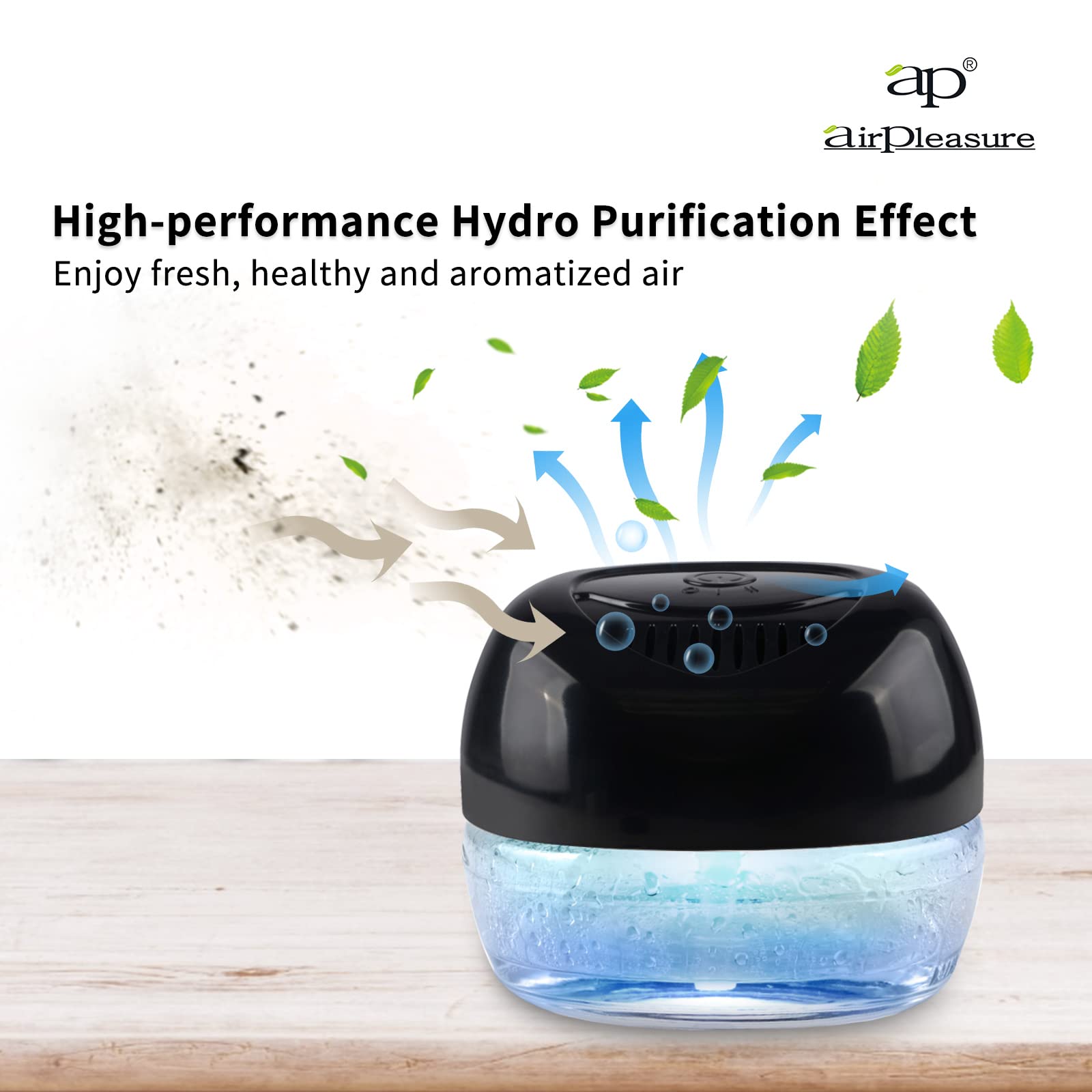 Purificador de aire para lavador, difusor de aroma más fresco para el hogar, oficina, purificador de aire con luz nocturna (negro) 2
