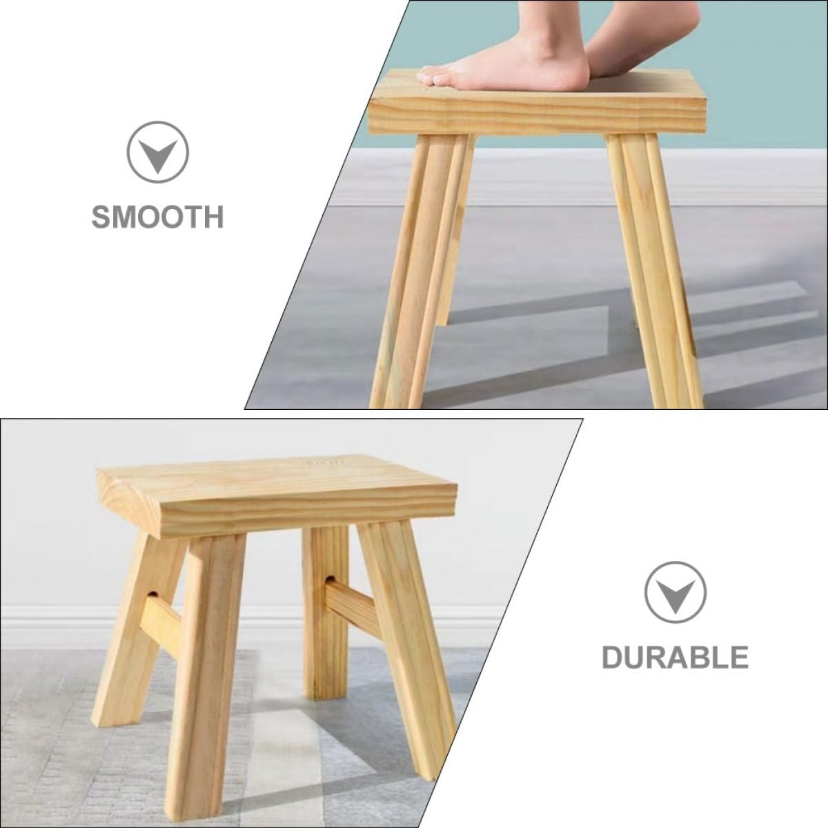 Kinder Holzhocker für Junge Mädchen mit Glatten Kanten und Tragbar Stabiler Tritthocker für Modernes Zimmer und Badezimmer Waschplatz in Khaki Farbe