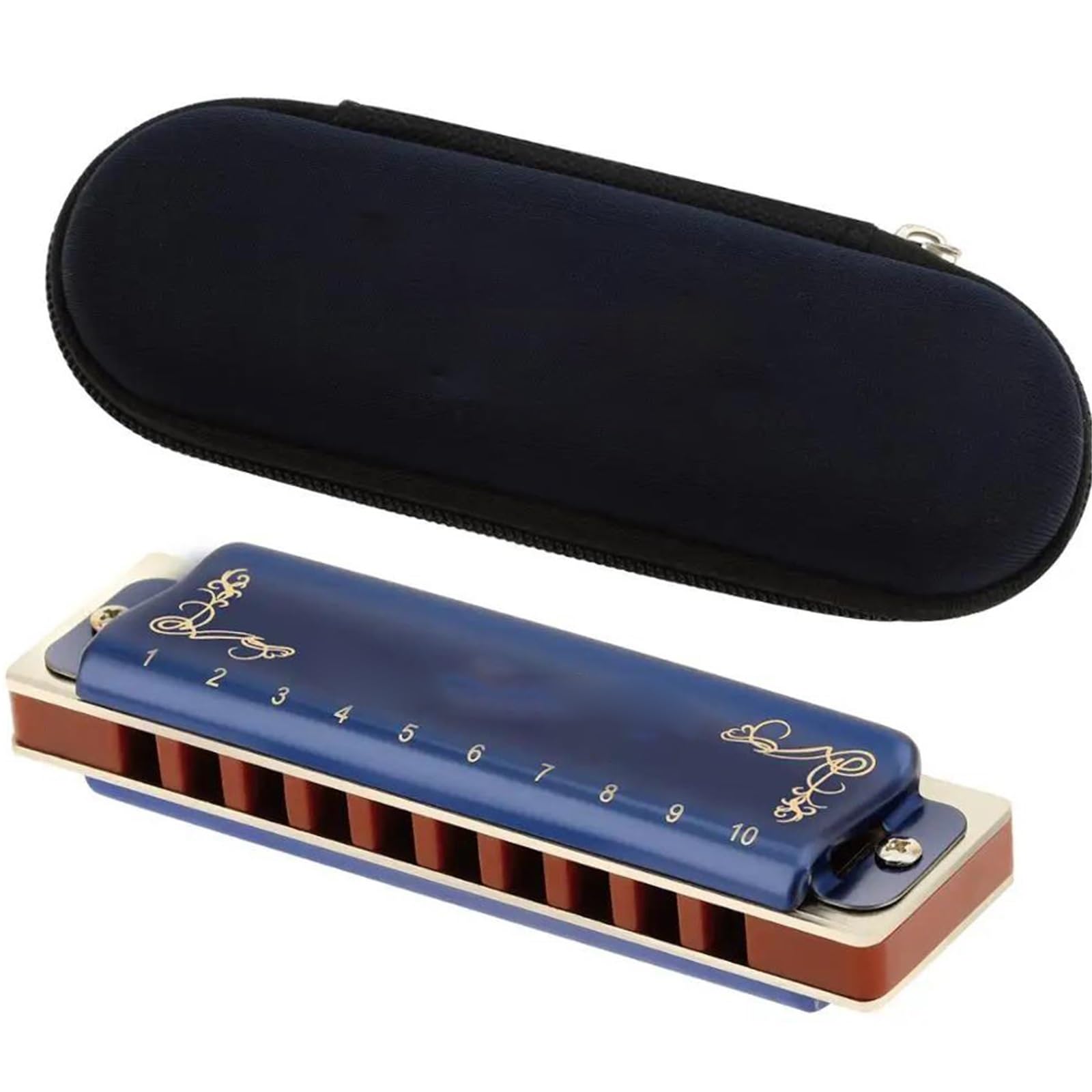 Armoniche a bocca Armonica A Bocca 10 Fori 20 Toni Diatonica Blues Armonica A Bocca Con Custodia Di Prima Qualità Per Giocatore Principiante Regalo(EB Tone)