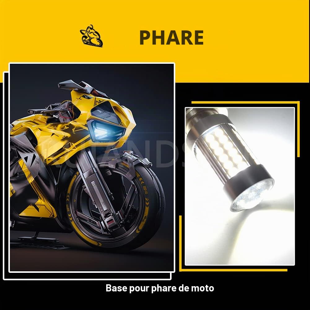 Ruiandsion 1pcs P26S LED Ampoule DC 6V Super Bright 3030 66SMD Chipsets avec Projecteur 6000K Blanc LED Ampoule de phares Moto