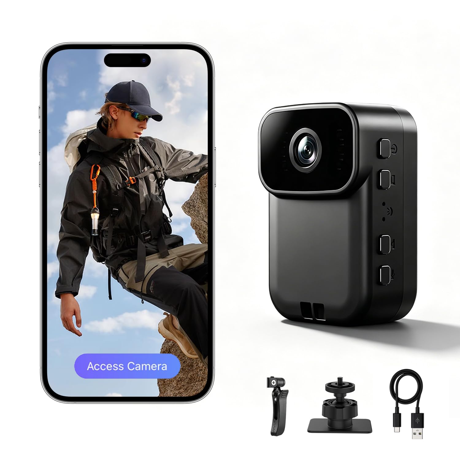 Photo 1 of AEZ Body Camera with Audio & Video Recording, 1080P HD Wearable POV Camera with Night Vision, 460-Min Battery, WiFi App Control, Portable Action Camera for Vlogging Travel Work Security (No SD Card)