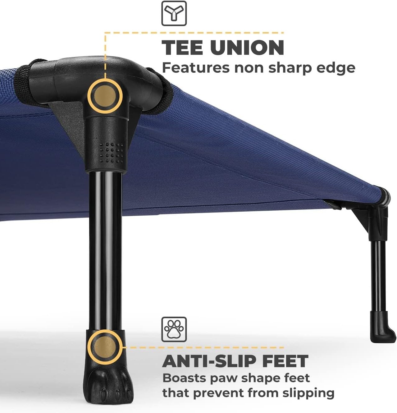 Veehoo Brandina Sopraelevata per Cani - Tessuto Textilene Rinfrescante & Traspirante & Resistente all'usura, L, Blu