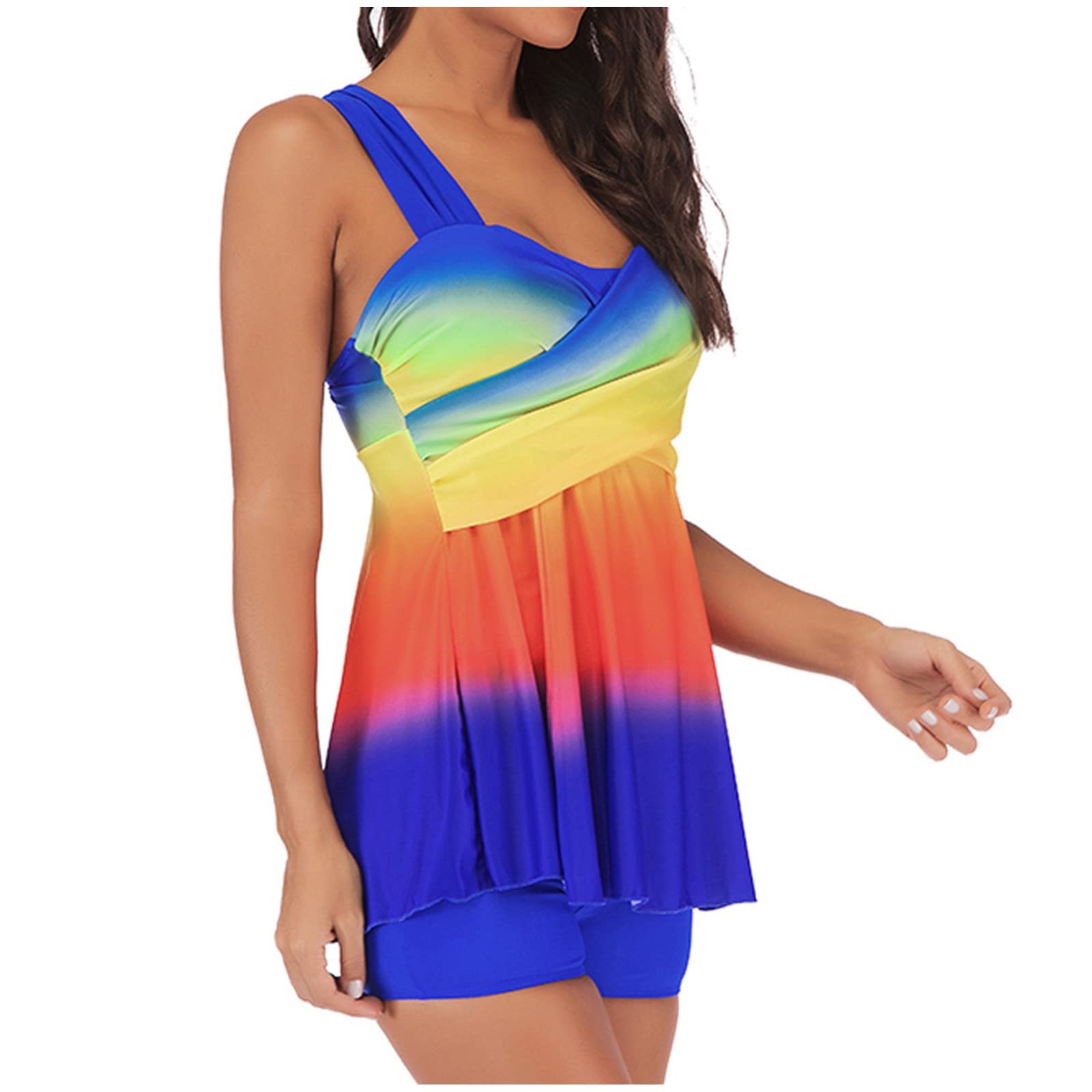 Genérico Traje de baño Tankini de Talla grande para Mujer Traje de baño Ropa de Playa Traje de baño Acolchado Bañadores Volante Mujer Grandes