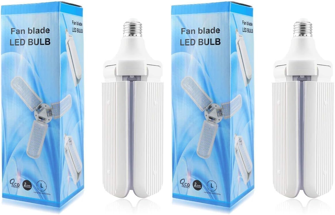 45W LED Bulbs Super Brighter 45W Ceiling Fans led Bulb Lamps Foldable Household 3 Blades LED Light Bulbs,90 Angle Adjustable,E27 Medium Socket Base,4000Lm,Warm White 3000K (Pack of 2)