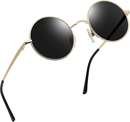 Joopin Lentes de sol redondos pequeños retro, redondos, hippie, polarizados, protección UV400, pantallas de metal para hombres y mujeres