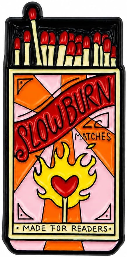 Funny Matchbox Enamel Pin - Vintage Book Lover Pins Brooch for backpack, jackets, Hats. Cartoon match Brooches Gift for Readers, Friends and Adults