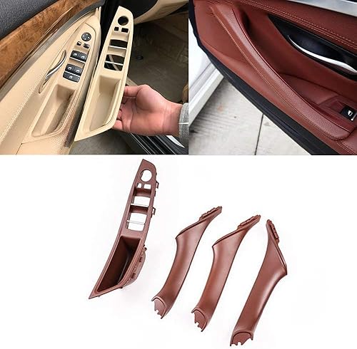 Miniatura 7 de YIWANG 4 piezas ABS interruptor de la ventana del coche kit de panel de apoyabrazos y manija de puerta para BMW Serie 5 Interior de la puerta del