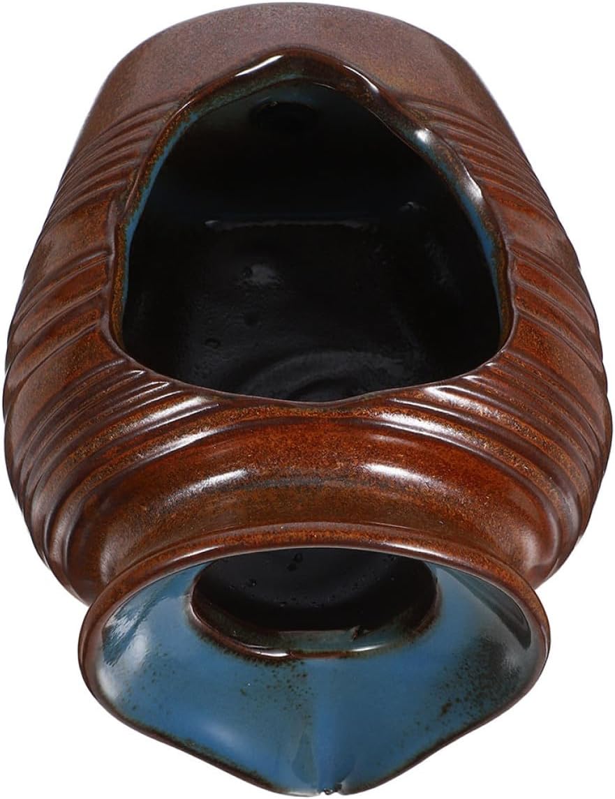 Ciieeo Ceramic Fountain Jar Waterfall Tabletop Fountain for Indoor Garden Decor Brown Small Circulating Water Pot with Oxygenation and Filtration Features