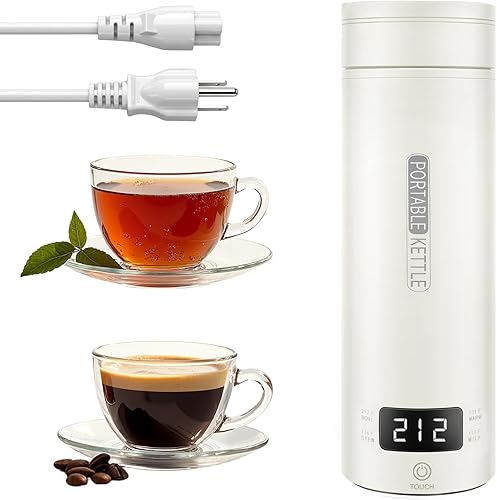 Travel Tea Kettle（110V）, Portable Electric Kettle, 316 Stainless Steel Premium Liner, 4-speed Temperature Adjustment with Auto Shut-off and Boil-Off