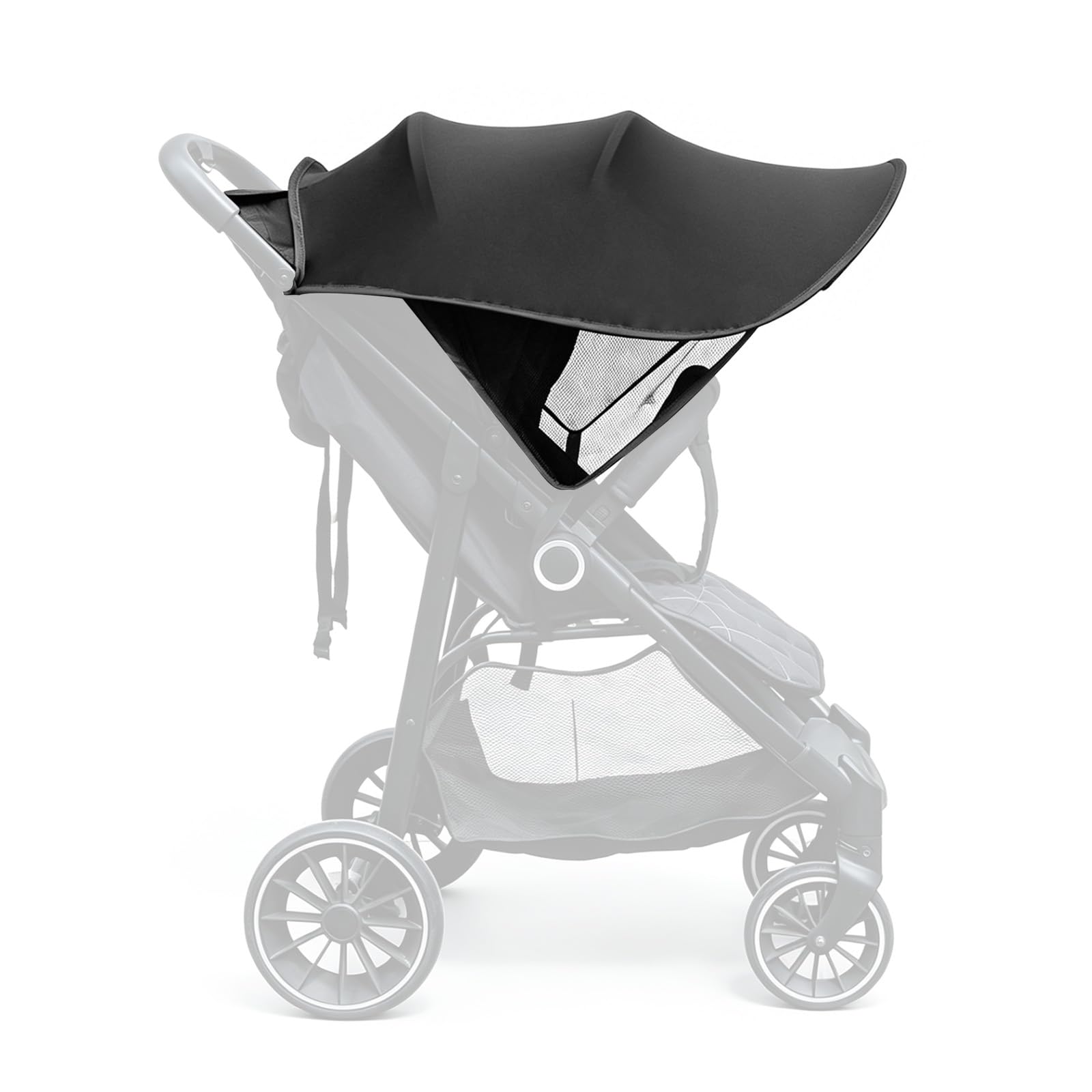Issimober Universal Pram Sun Shade Cover UPF50+ Adjustable Baby Stroller Sunshade Canopy Foldable Waterproof Breathable Buggy Sun Visor for Pushchair Pram and Infant Carriage (Black)