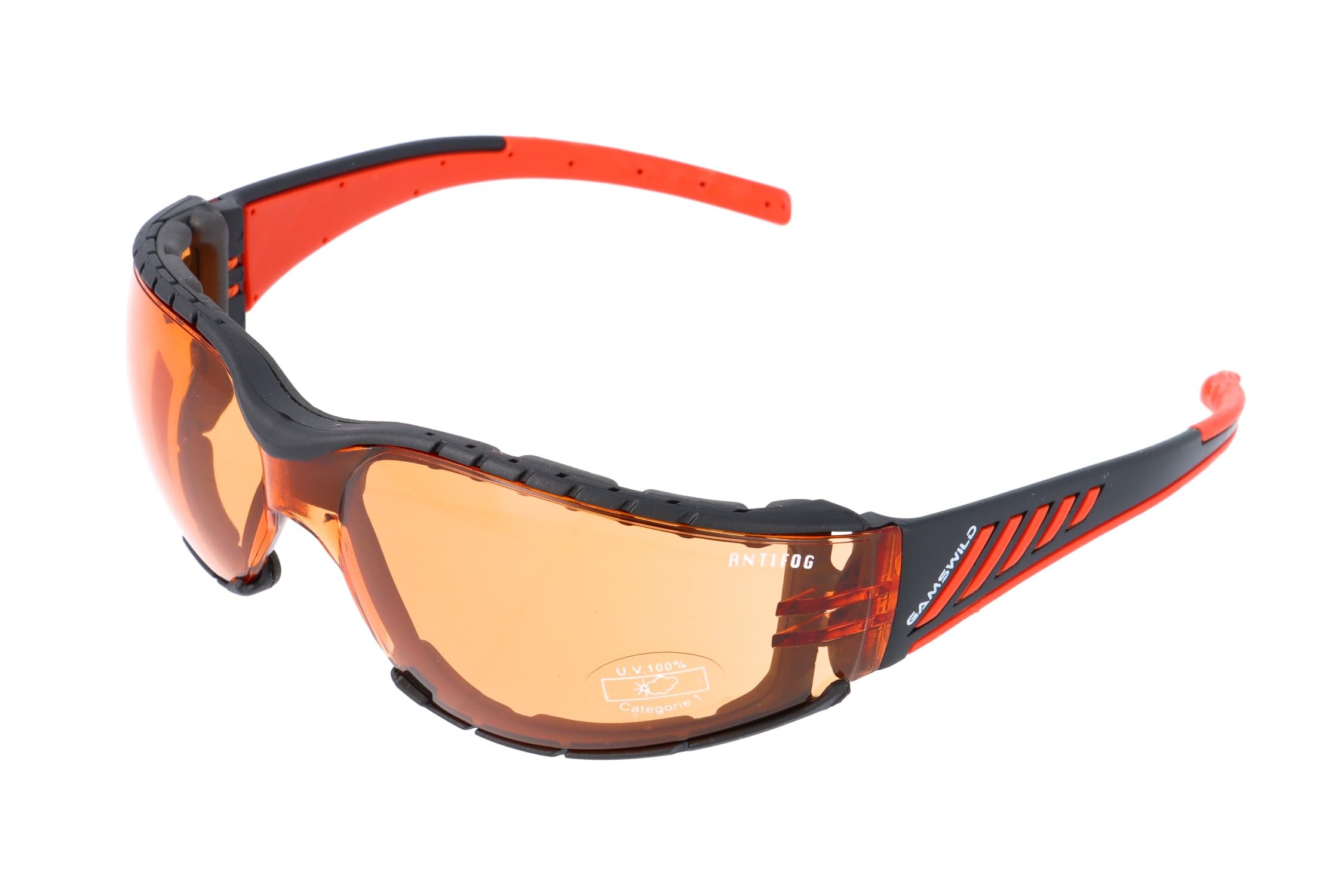 Gamswild WS7122 okulary przeciwsłoneczne sportowe + dodatkowy klips chroniący przed wiatrem ANTIFOG okulary narciarskie okulary rowerowe unisex | brązowe | pomarańczowe | żółte | szare | przezroczyste