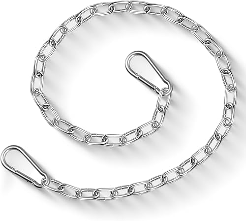 Heavy Duty Stainless Steel Chains, 550LB Punching Bag Chain with Carabiners, Heavy Bag Chain for Boxing Punching Bags Hanging Chair Hammocks Swing
