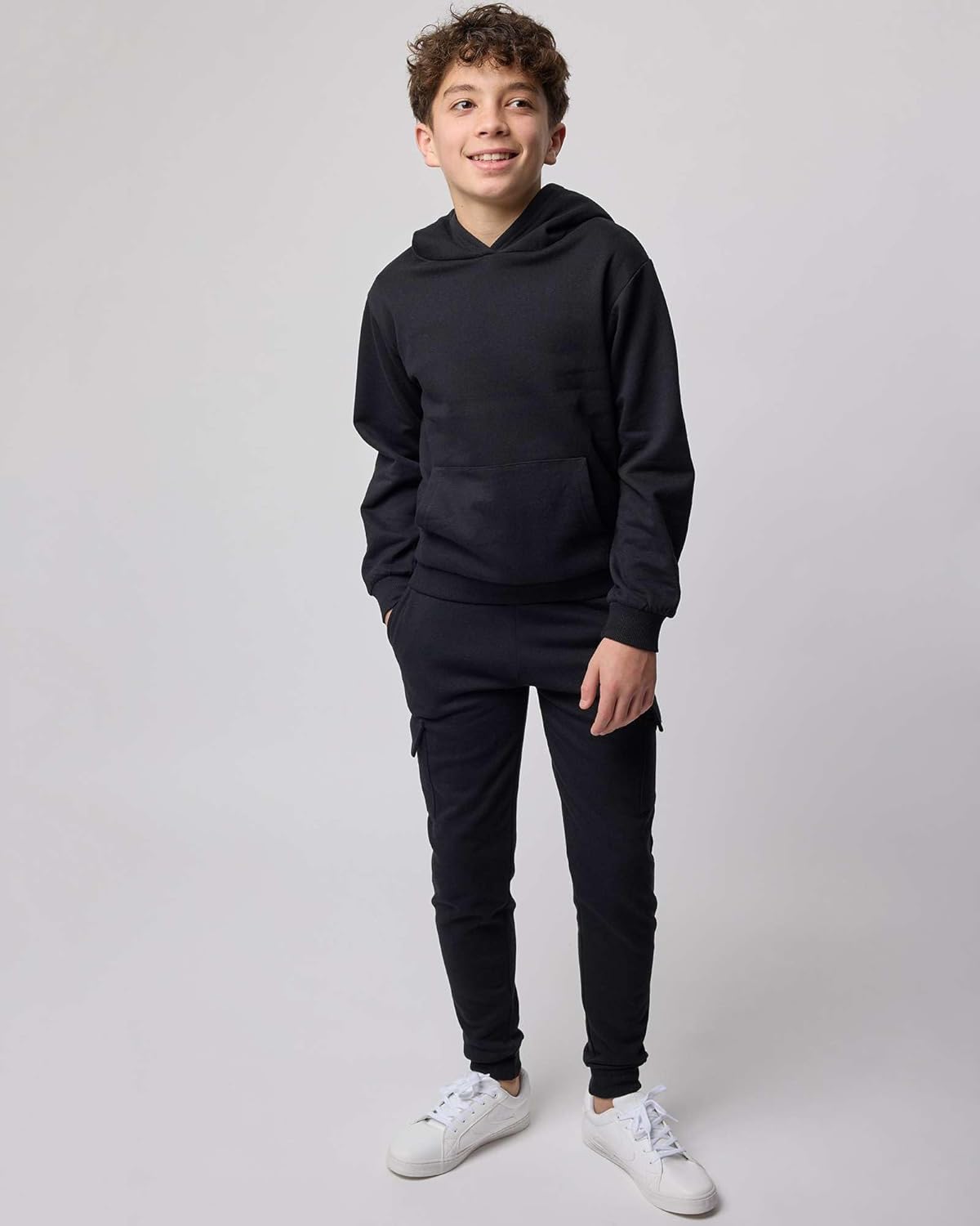 Real Essentials 3 Pack: Boys' Cotton Fleece Cargo Joggers Athletic Sweatpants - Kids Casual Sports Pants Pockets (Ages 6-16) - Image 6