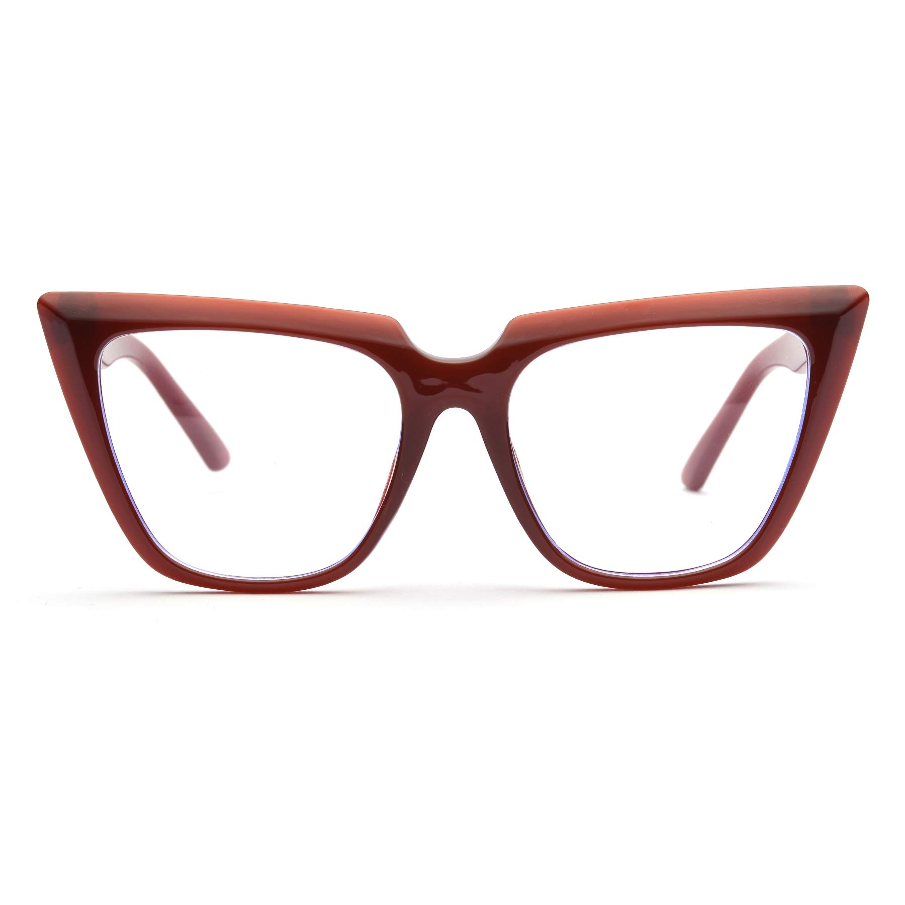 ZUVGEES Blue Light Blocking Reading Glasses Womens Chic Oversized Cat-Eye Eyeglasses Big Frames Large lens Computer Readers (Wine Red